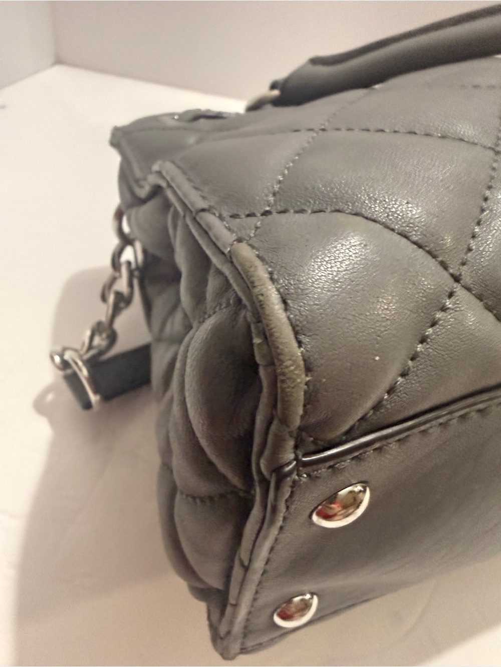 Michael Michael Kors Gray Quilted Leather Satchel Crossbody - Picture 8 of 14